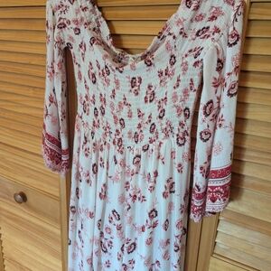 Altar'd State Red and Cream Floral Maxi Dress